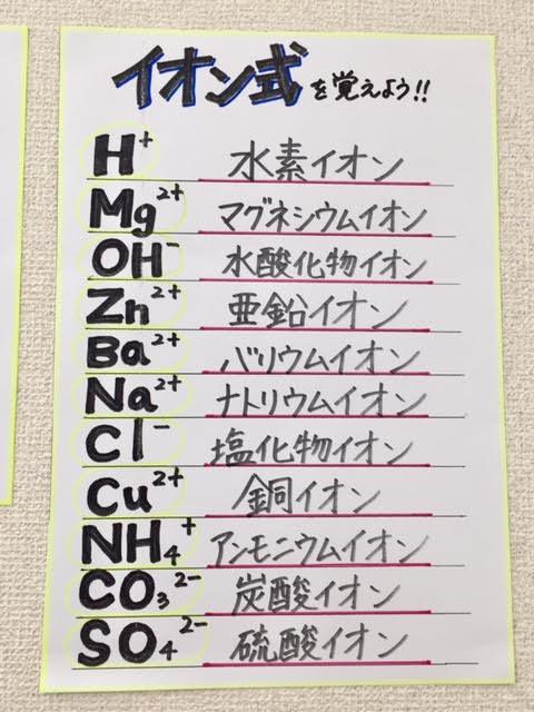 ３年理科 イオン式 群馬県渋川市の個別塾 学習塾 ナビ個別指導学院 渋川校ブログ